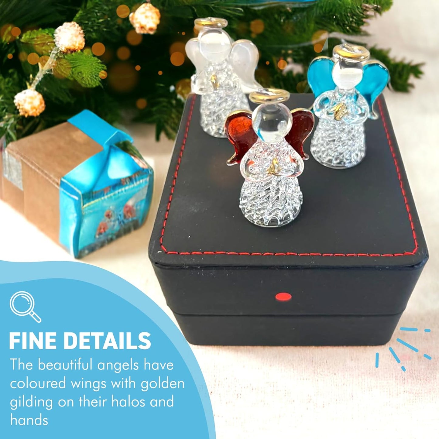 Angels worry box | Mindfulness box | Spiritual gifts | |mental health | guardian angel worry box for your loved ones | Includes 3 glass worry angels with gilded wings